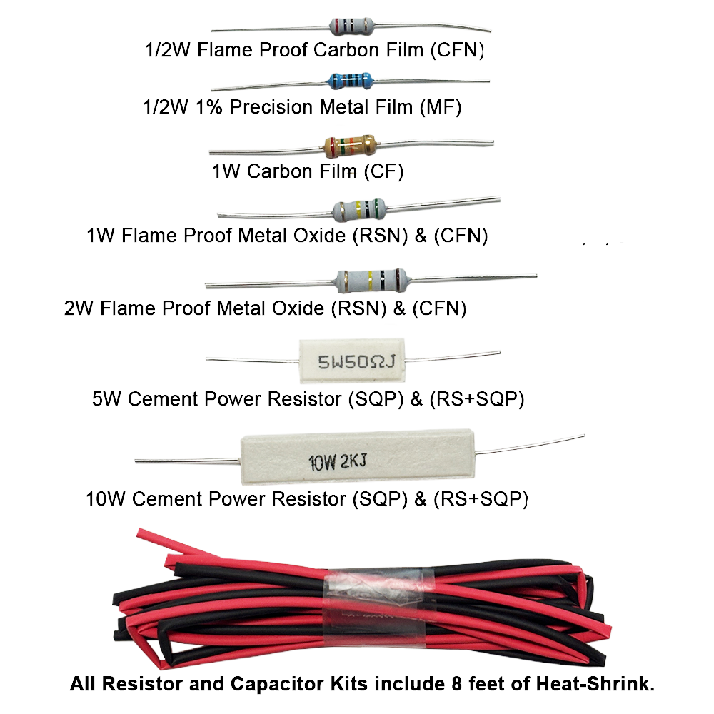 Resistor Kits: Descriptions @ https://www.justradios.com/shopifyreskits.html